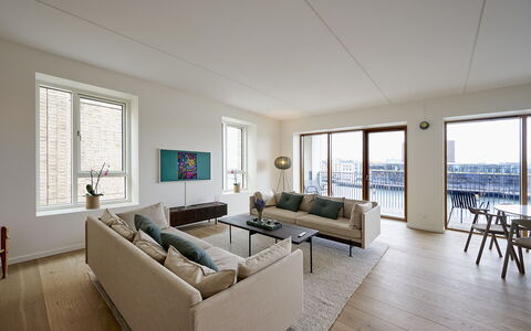 Exclusive- Center - 2br 2 Bath - Nyhavn - Min. 30 Days: Dining Room, Kitchen, Living Room
