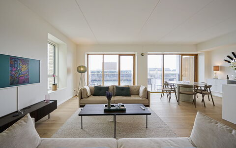 Exclusive- Center - 2br 2 Bath - Nyhavn - Min. 30 Days: Dining Room, Kitchen, Living Room