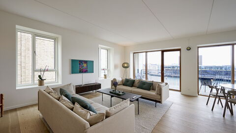 Exclusive- Center - 2br 2 Bath - Nyhavn - Min. 30 Days: Dining Room, Kitchen, Living Room