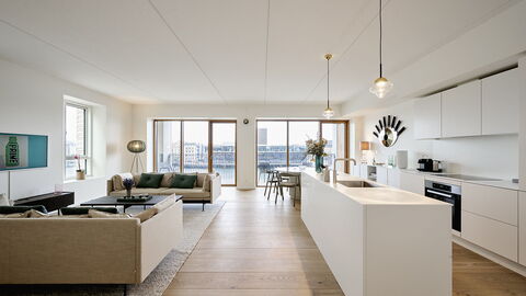 Exclusive- Center - 2br 2 Bath - Nyhavn - Min. 30 Days: Dining Room, Kitchen, Living Room