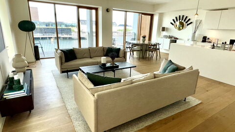 Exclusive- Center - 2br 2 Bath - Nyhavn - Min. 30 Days: Dining Room, Kitchen, Living Room