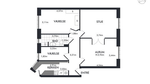 Nørrebro - 2 Br - 4 People - Metro: Planimetry